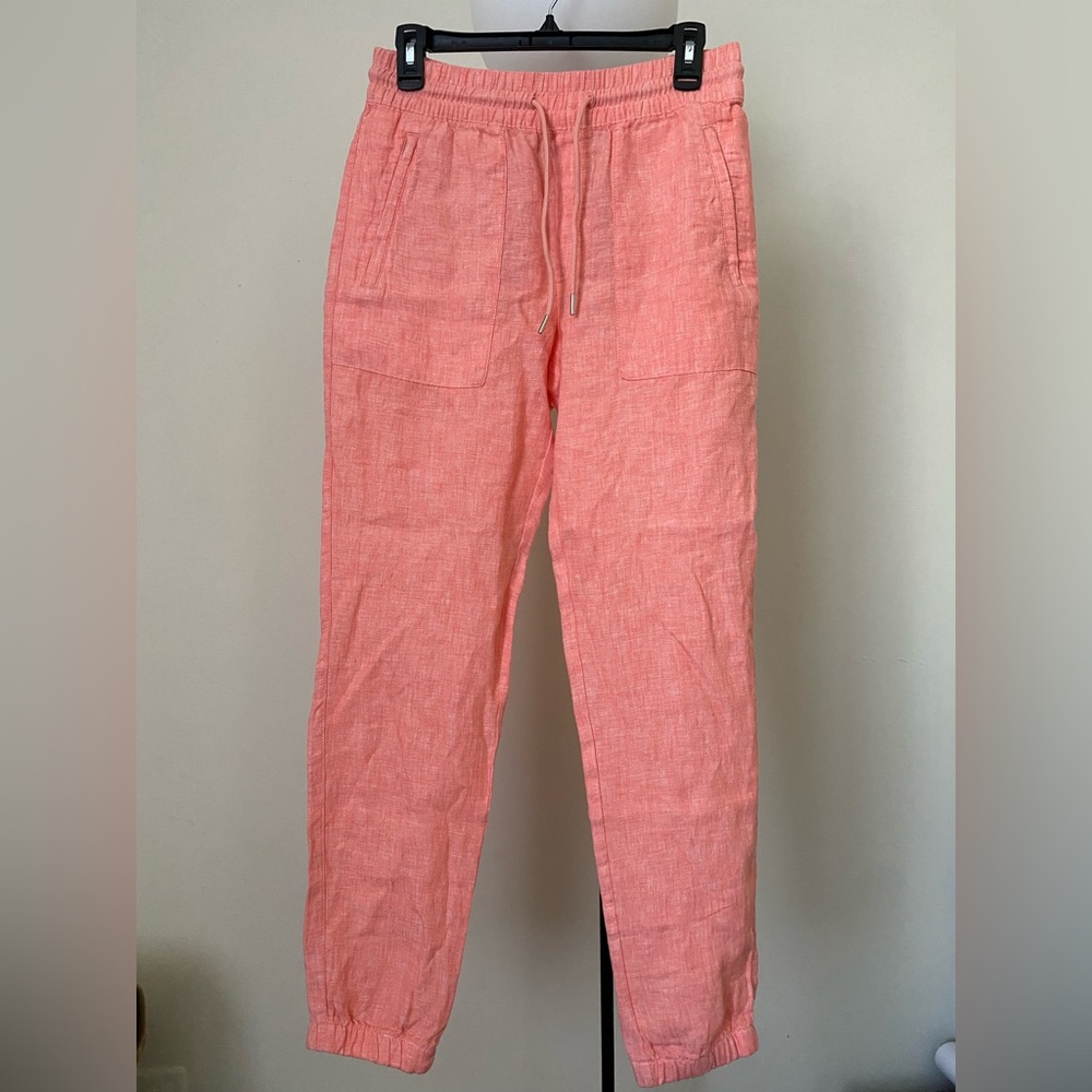 Athleta women’s Peach Drawstring Linen Pants Size 4 - Picture 2 of 8